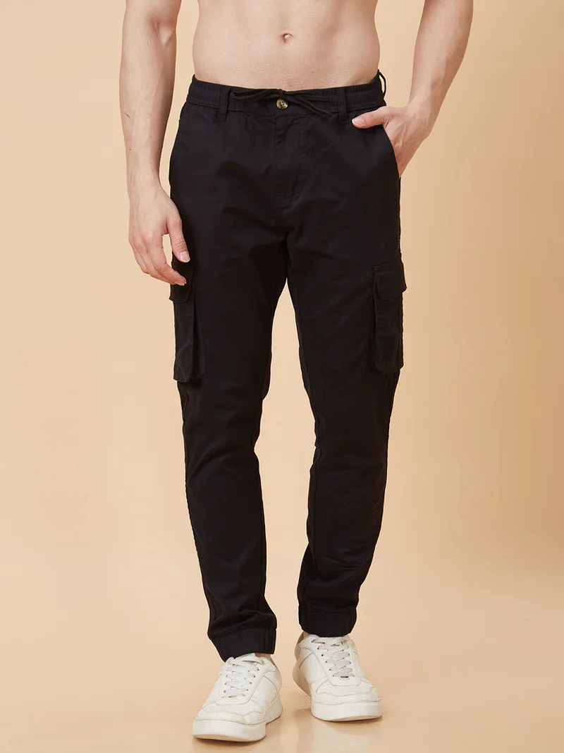 globus Globus Men Black Slim Fit Cargos